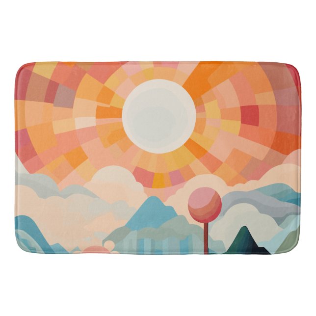 Sun Rays Abstract Landscape Bath Mat (Front)