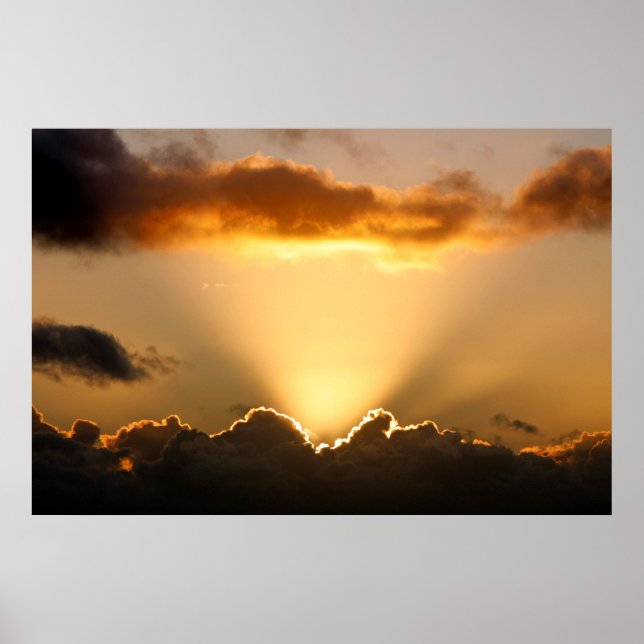 Sun rays and dark clouds poster (Front)