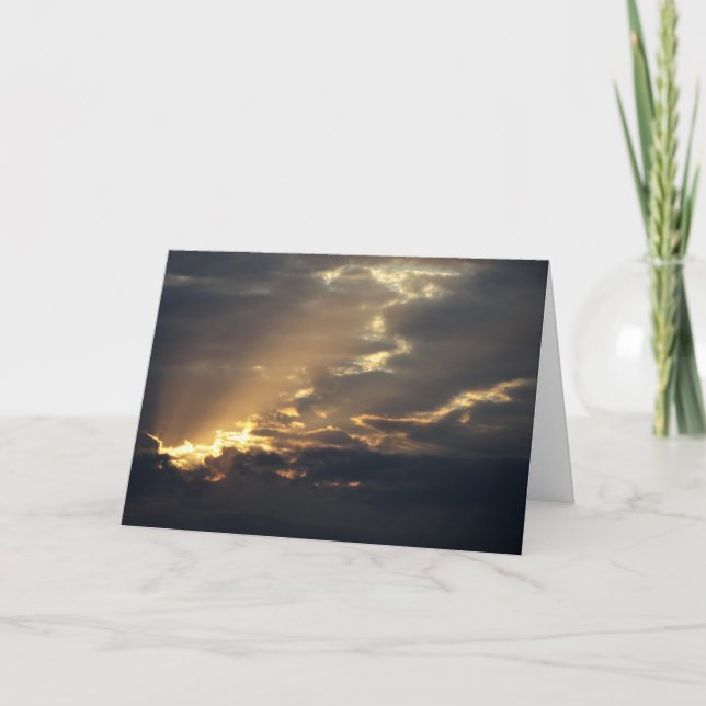 Sun Rays Breaking Through Clouds Background  Card (Front)