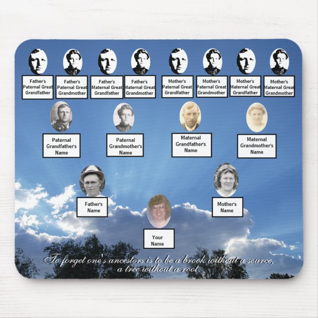 Sun Rays Family Tree Photos Ancestor Quote Mouse Pad (Front)