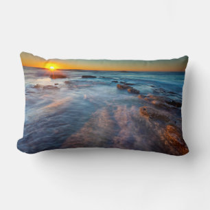 Sun rays illuminate the Pacific Ocean Lumbar Cushion