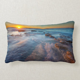 Sun rays illuminate the Pacific Ocean Lumbar Cushion