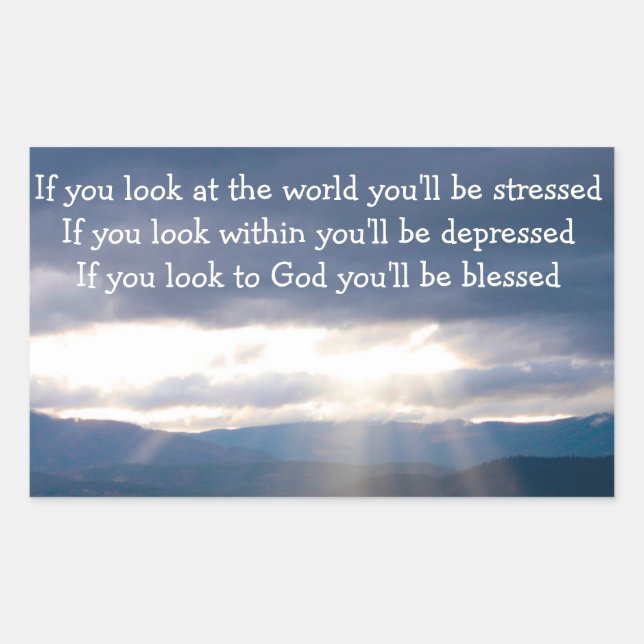  Sun Rays Lakeshore Storm Clouds Look at God Rectangular Sticker (Front)