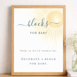 Sun Rays Neutral Baby Shower Blocks For Baby Sign