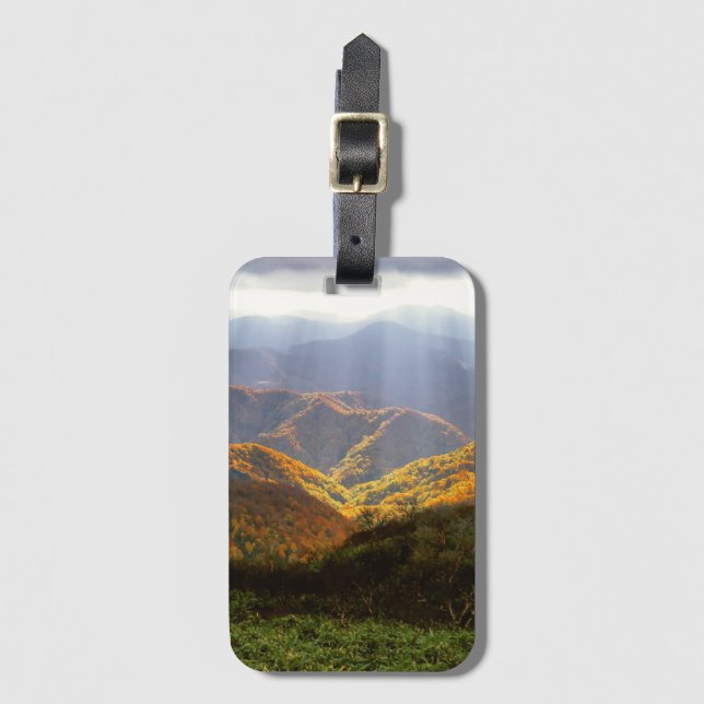 Sun Rays Over Shirakami-Sanchi Mountains Luggage Tag (Front Vertical)