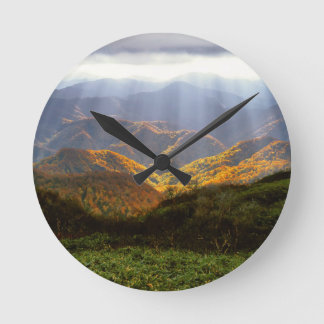 Sun Rays Over Shirakami-Sanchi Mountains Round Clock