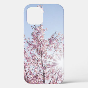 sun rays pass through pink flowers of a wow tree iPhone 12 case