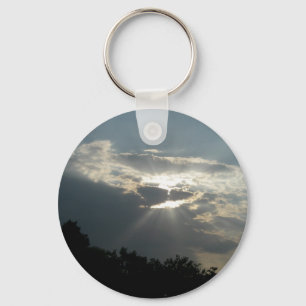 Sun Rays Shining Through Clouds Keychain