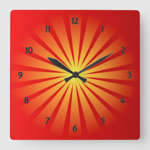 Sun Rays Square Wall Clock