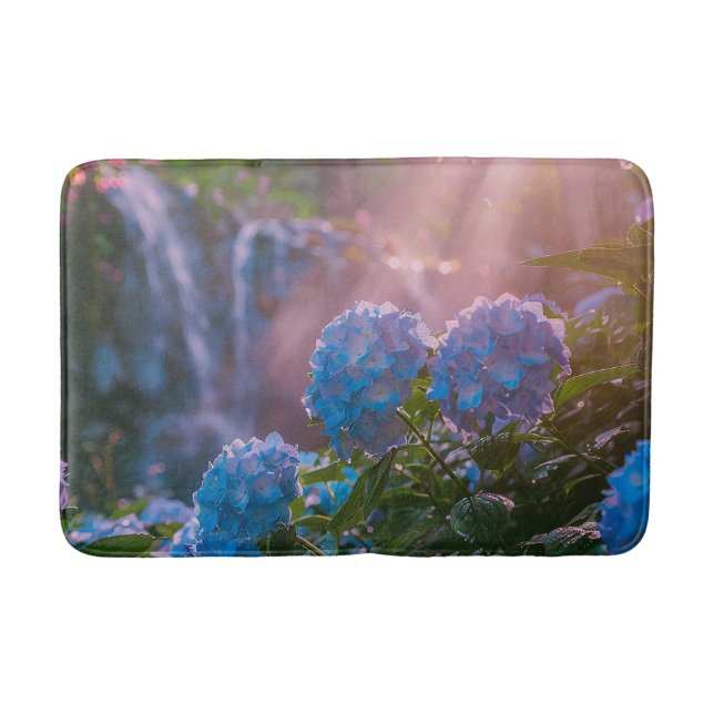 Sun Rays Sunset Flowers Hydrangeas Padded Mat (Front)