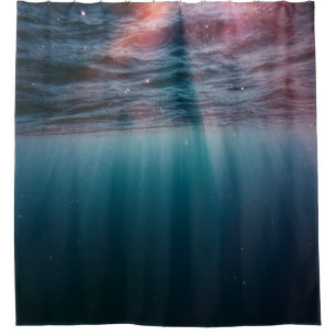 sun rays under water shower curtain