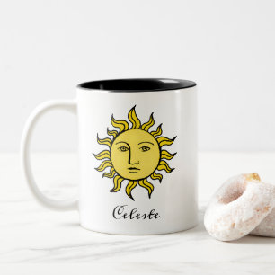 Sun Retro Magic Vintage Personalised Celestial Two-Tone Coffee Mug