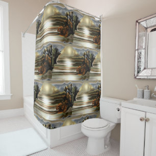 Sun Rise On the Desert Southwestern Abstract Art Shower Curtain