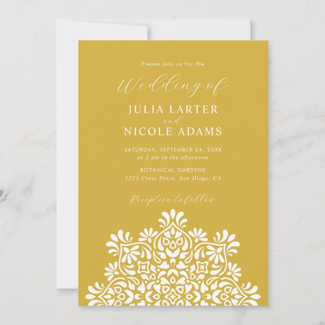 Sun Rising Boho Rustic Floral Mandala Wedding Invitation (Front)