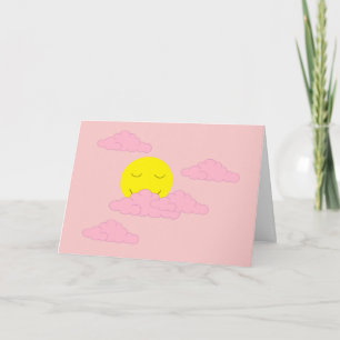 Sun Rising in Pink, Hazy Sky:  Light Pink Blank Card