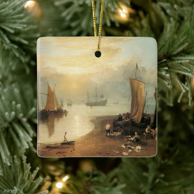 Sun Rising Through Vapour by Joseph Turner Ceramic Ornament (Tree)