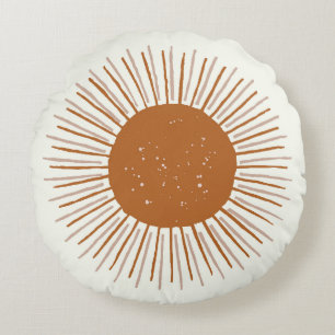 Sun rust boho round pillow dorm decor