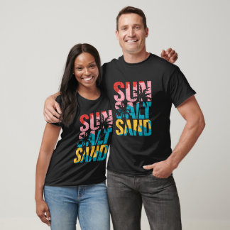 Sun Salt Sand Beach Retro Typography Summer  T-Shirt