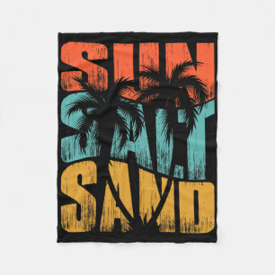 Sun Salt Sand Beach Sunset Summer Vacation Christm Fleece Blanket