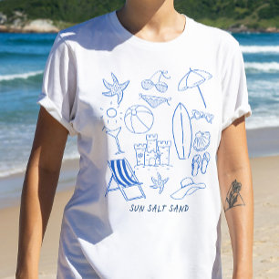 Sun Salt Sand Doodle Beach  T-Shirt
