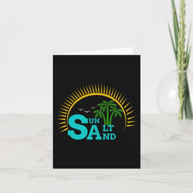 Sun Salt Sand Funny Beach Palm Tree Summer Card (Front)