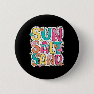 Sun Salt Sand Funny Beach Palm Tree Summer Vacatio 6 Cm Round Badge
