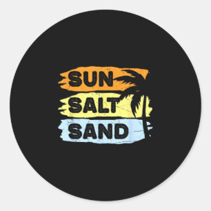 Sun salt sand retro summer vacation beach cruise classic round sticker
