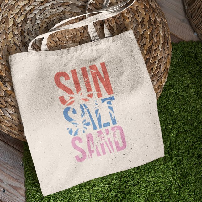 Sun Salt Sand Summer Beach Quote Tote Bag (Creator Uploaded)