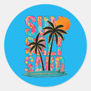 Sun Salt Sand Summer Beach Vibes Family Vacation Classic Round Sticker