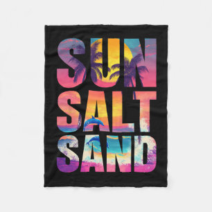 Sun Salt Sand Summer Beach Vibes Family Vacation R Fleece Blanket