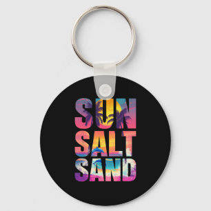 Sun Salt Sand Summer Beach Vibes Family Vacation R Key Ring