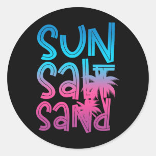Sun Salt Sand Summer Vibes Tropical Vacation Beach Classic Round Sticker