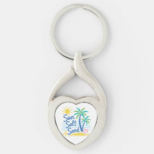 Sun Salt Sand – Tropical Beach Palm Tree Summer Key Ring