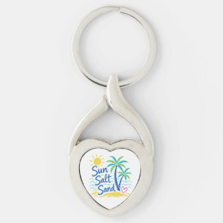Sun Salt Sand – Tropical Beach Palm Tree Summer  Key Ring