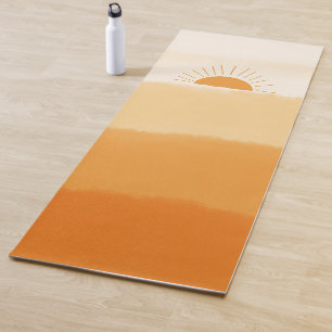 “Sun Salutation” Warm Orange Ombre Rising Sun Yoga Mat