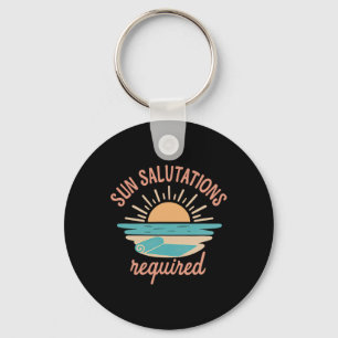 Sun Salutations Required Beach Yoga Sunrise Print Key Ring