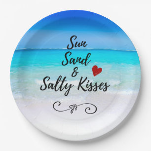 Sun Sand and Salty Kisses Tropical Beach Paper Plate