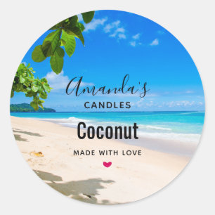 Sun Sand and Surf Tropical Beach Candle Business Classic Round Sticker