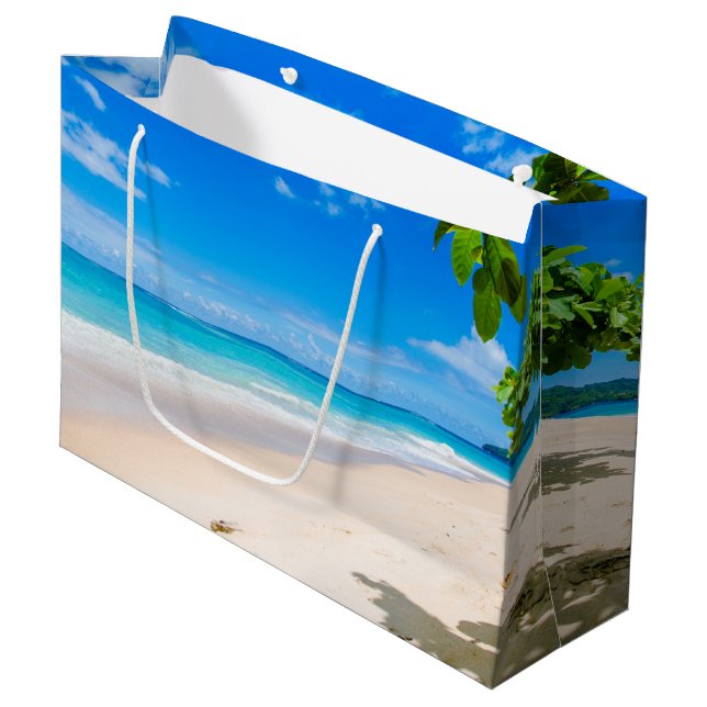 Sun Sand and Surf Tropical Beach Large Gift Bag (Front Angled)