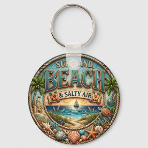 Sun, Sand Beach Key Ring