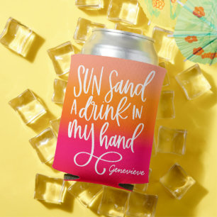 Sun Sand Drink in Hand Peach Gradient Can Cooler