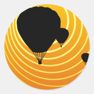 sun scene ballooning classic round sticker