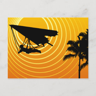sun scene hang gliding postcard