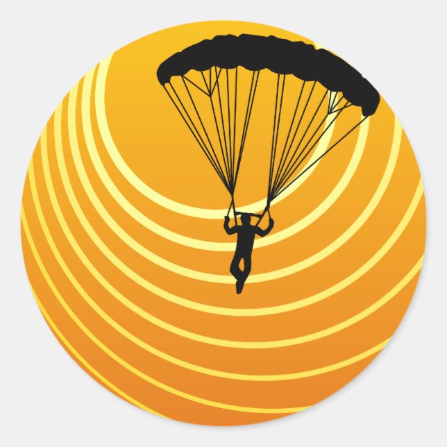 sun scene skydiver classic round sticker (Front)
