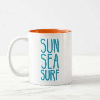 Sun, Sea, And Surf BLUE Two-Tone Coffee Mug
