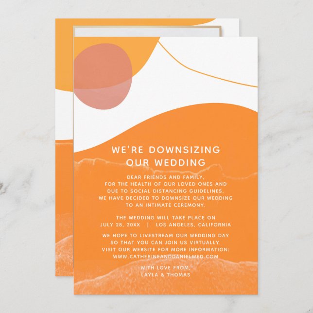 Sun Sea Sand Photo We're Downsizing Our Wedding Announcement (Front/Back)