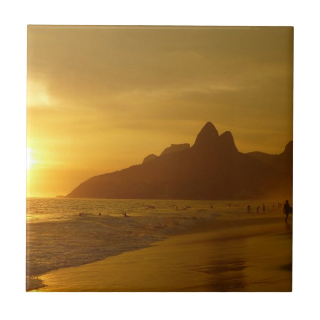 Sun Set at Ipanema Beach Brazil Ceramic Tile (Front)