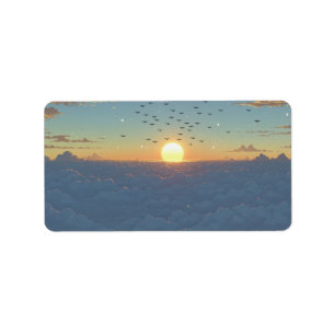 Sun Set Clouds Label
