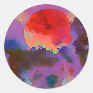 Sun set in the trees classic round sticker