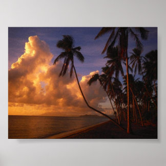 sun set on the beach poster